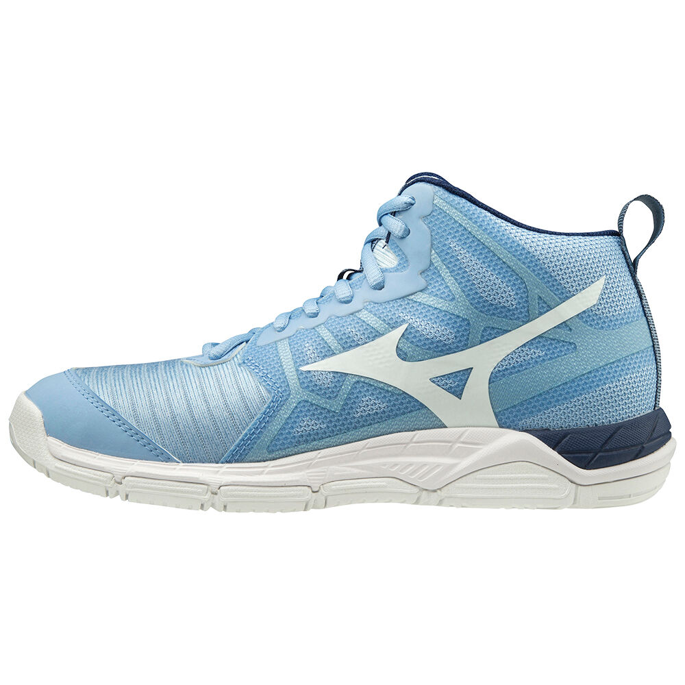 Sapatilhas Voleibol Mizuno Wave Supersonic 2 Mid - Mulher - Azuis/Branco - DZRAV0753